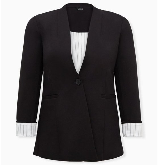Torrid Black Ponte Collarless Blazer size 1 - Picture 2 of 6